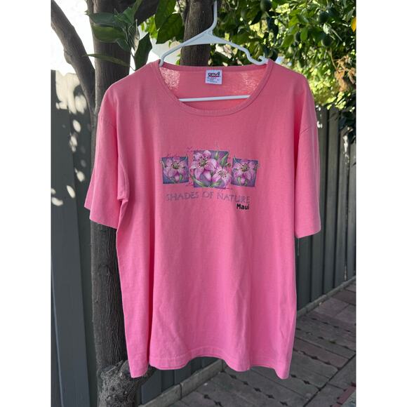 Vintage 90s Single Stitch Anvil “Shades of Nature” Maui Floral Tee Size L - Picture 1 of 6